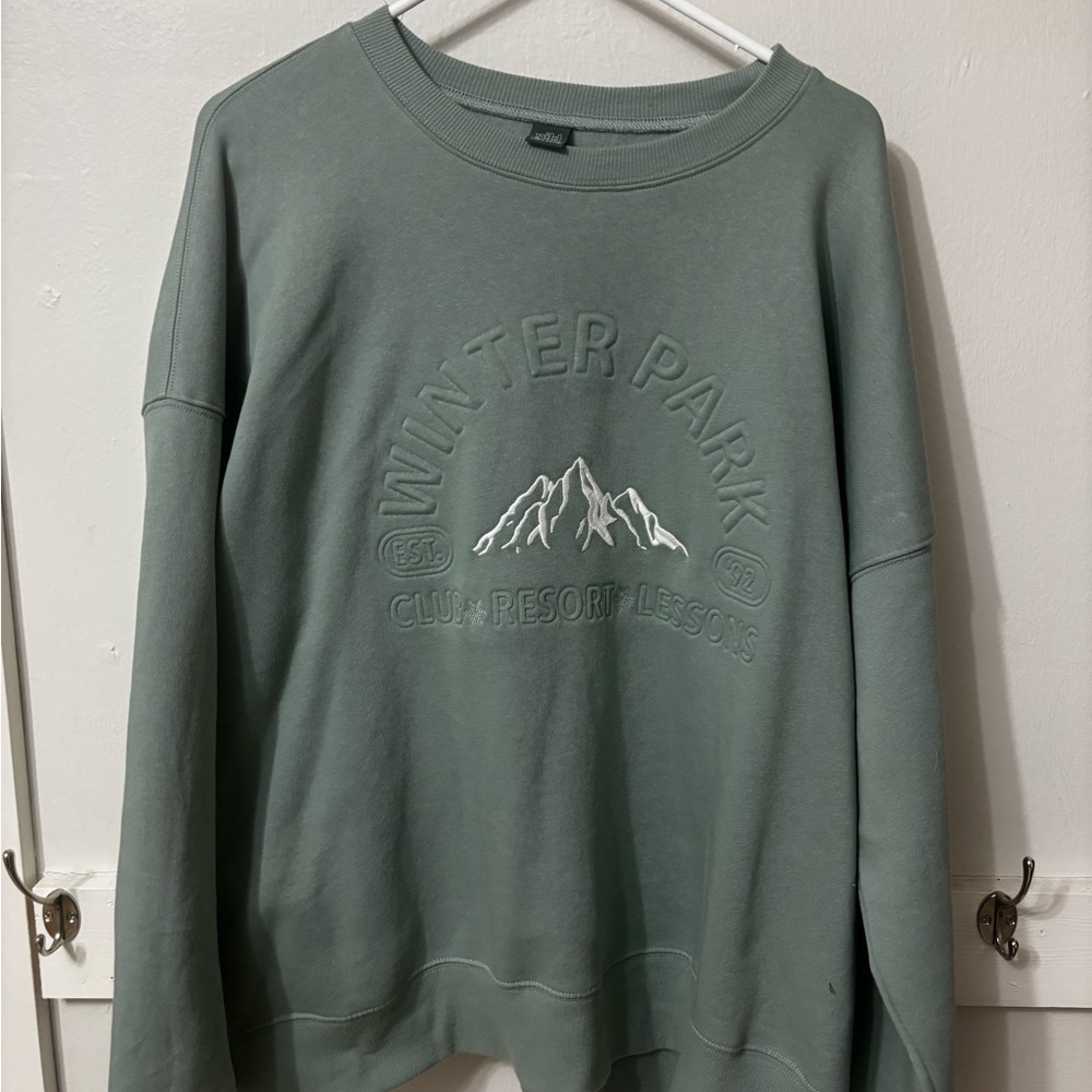 Wild Fable Green Crew Neck Sweater
